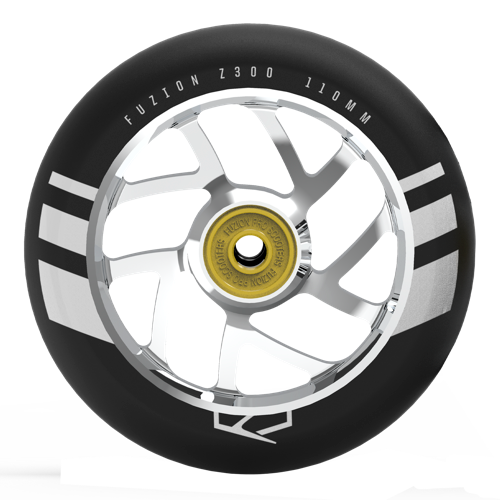 FUZION FLIGHT WHEEL 110MM - SILVER WITH BLACK PU