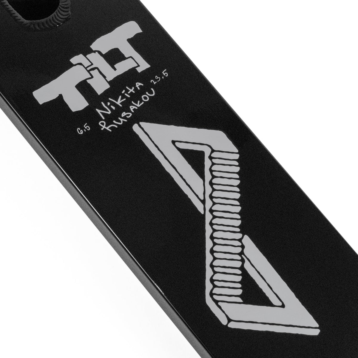 Tilt Selects Nikita signature freestyle scooter deck in Metallic black, 6.5 x 23.5 inches (view 4)