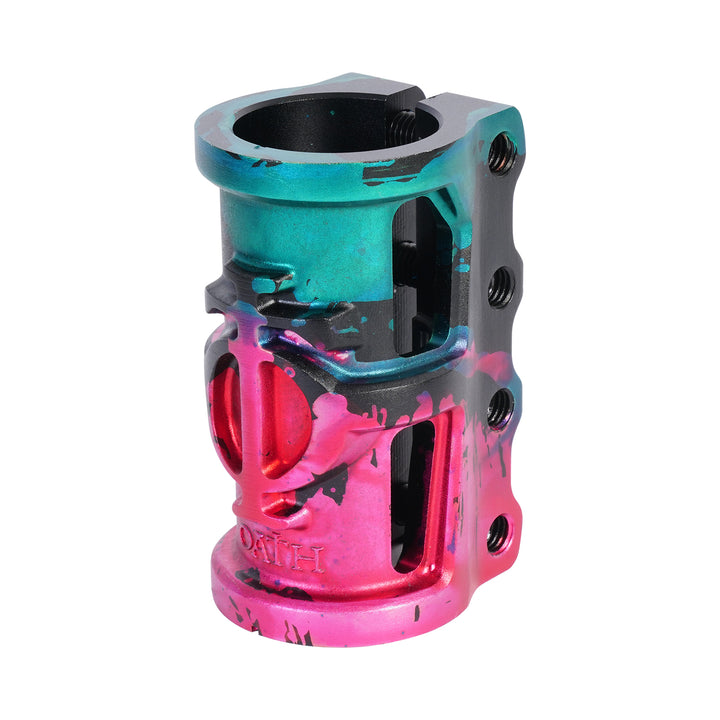 OATH CAGE V2 ALLOY 4 BOLT SCS CLAMP - GREEN/PINK/BLUE