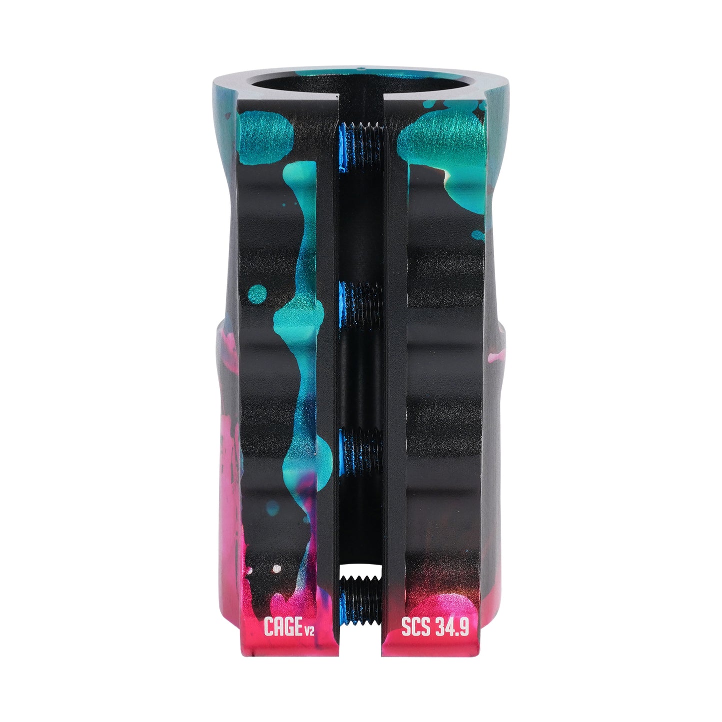 OATH CAGE V2 ALLOY 4 BOLT SCS CLAMP - GREEN/PINK/BLUE