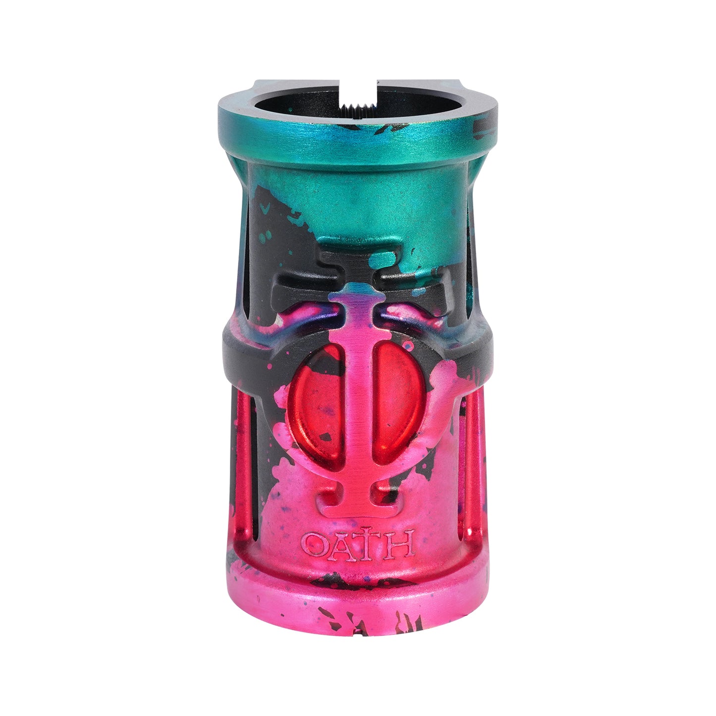OATH CAGE V2 ALLOY 4 BOLT SCS CLAMP - GREEN/PINK/BLUE