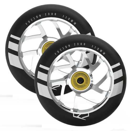 FUZION FLIGHT WHEEL 110MM - SILVER WITH BLACK PU