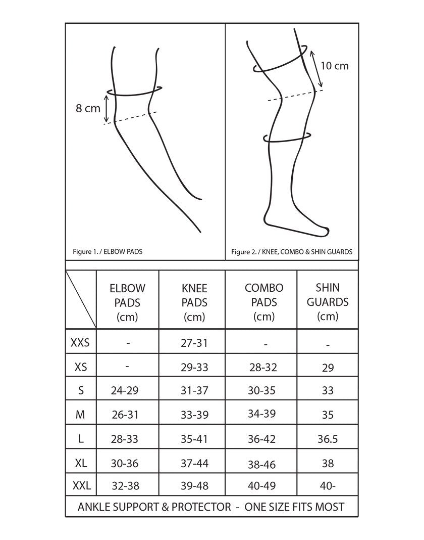 Shop Sports Protection Gear online on Pumpanickel Sports Shop | Gain Protection Stealth Elbow Guards Size Chart